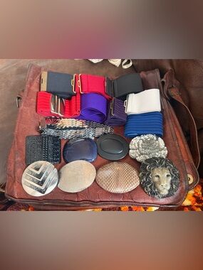 Vintage Charmant Assorted Belt Buckles and Elastic Belts - Multi-Color Set